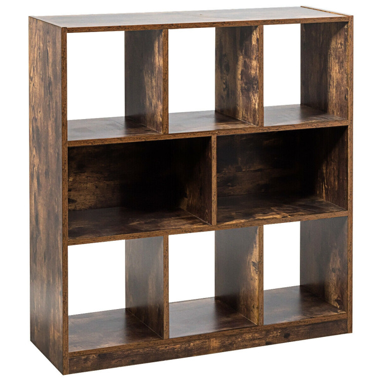 Open Compartments Industrial Freestanding Bookshelf for Decorations-BrownCostway Gallery View 1 of 11