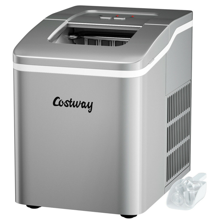 Portable Countertop Ice Maker Machine with Scoop-SilverCostway Gallery View 4 of 9