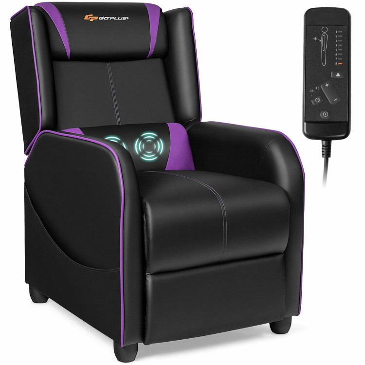 Home Massage Gaming Recliner Chair-PurpleCostway Gallery View 6 of 11