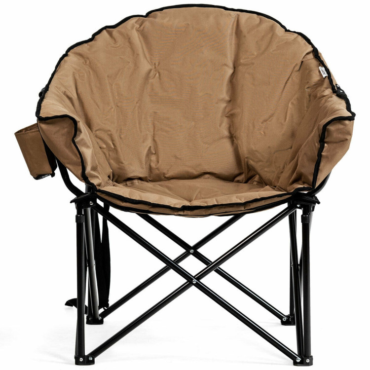 Folding Camping Moon Padded Chair with Carrying Bag-BrownCostway Gallery View 1 of 1