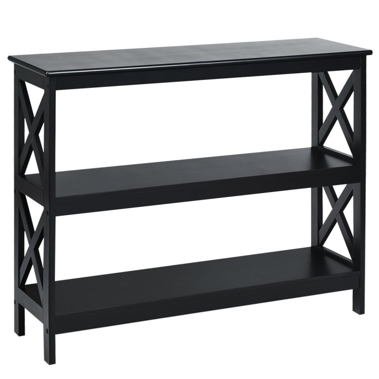 3-Tier Console X-Design Sofa Side Accent Table-BlackCostway Gallery View 9 of 12