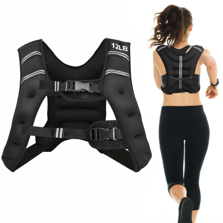 Training Weight Vest Workout Equipment with Adjustable Buckles and Mesh Bag-12 lbsCostway Gallery View 3 of 11