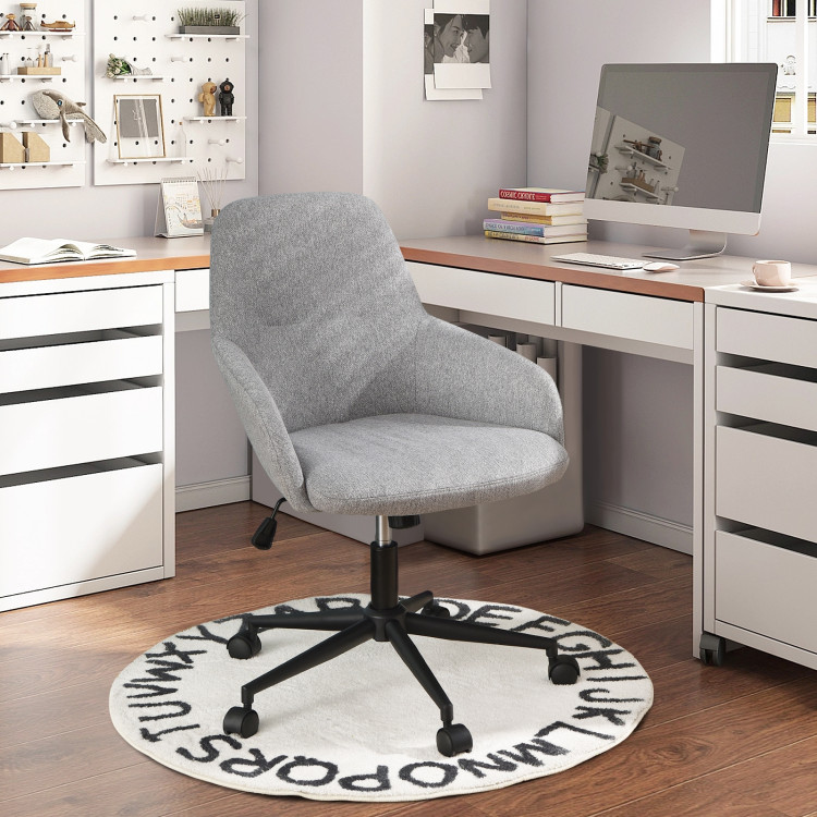 Fabric Home Office Chair with Rocking Backres-GrayCostway Gallery View 2 of 10