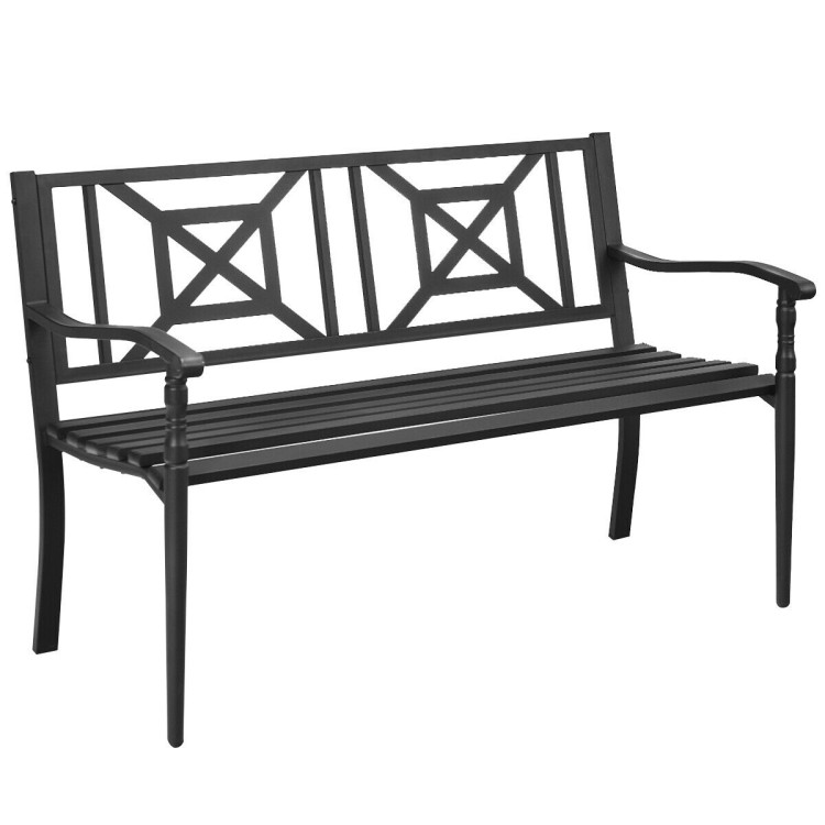 Patio Garden Bench with Powder Coated Steel FrameCostway Gallery View 1 of 12