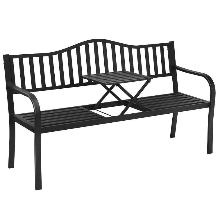 Patio Garden Bench Steel Frame with Adjustable Center TableCostway Gallery View 1 of 11