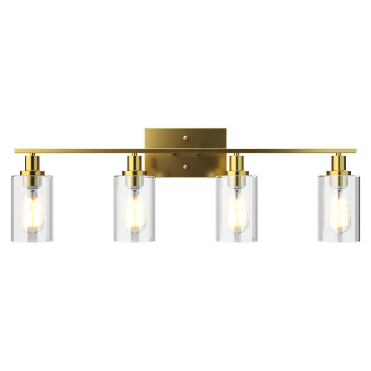 4-Light Wall Sconce with Clear Glass Shade-GoldenCostway Gallery View 8 of 11