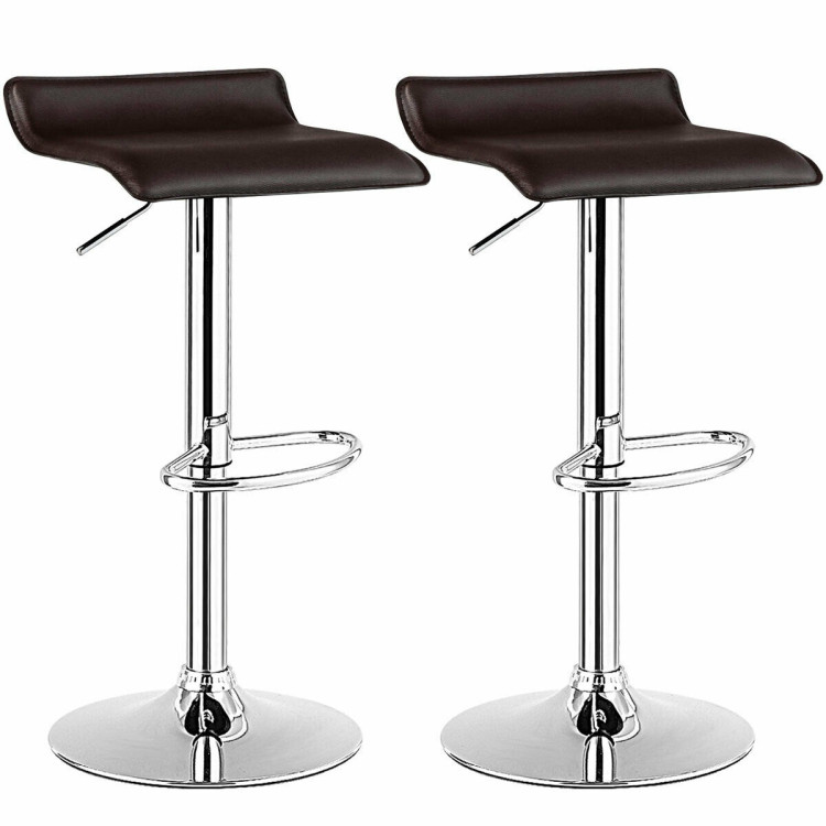 Set of 2 Adjustable PU Leather Backless Bar Stools-CoffeeCostway Gallery View 1 of 12