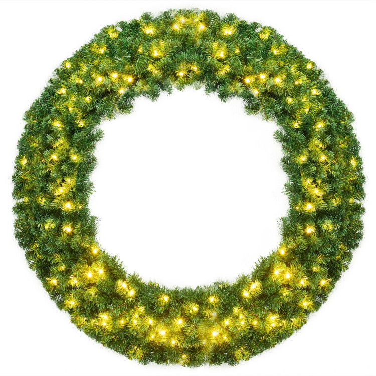 48 Inch Pre-lit Cordless Artificial Christmas WreathCostway Gallery View 7 of 10