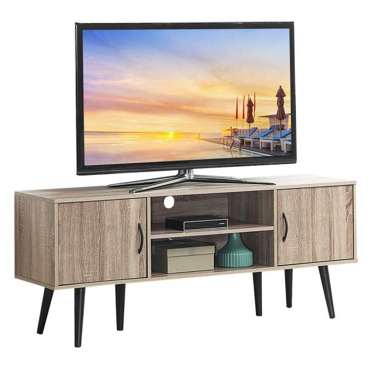 Wooden TV Stand for TVs up to 65 Inch with 2 Storage CabinetsCostway Gallery View 10 of 12