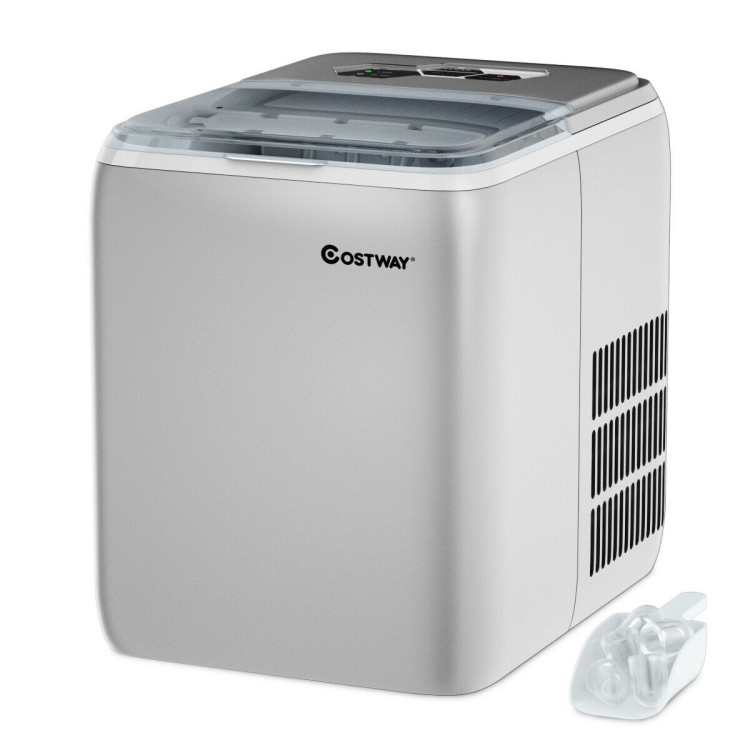 44 lbs Portable Countertop Ice Maker Machine with Scoop-SilverCostway Gallery View 4 of 11
