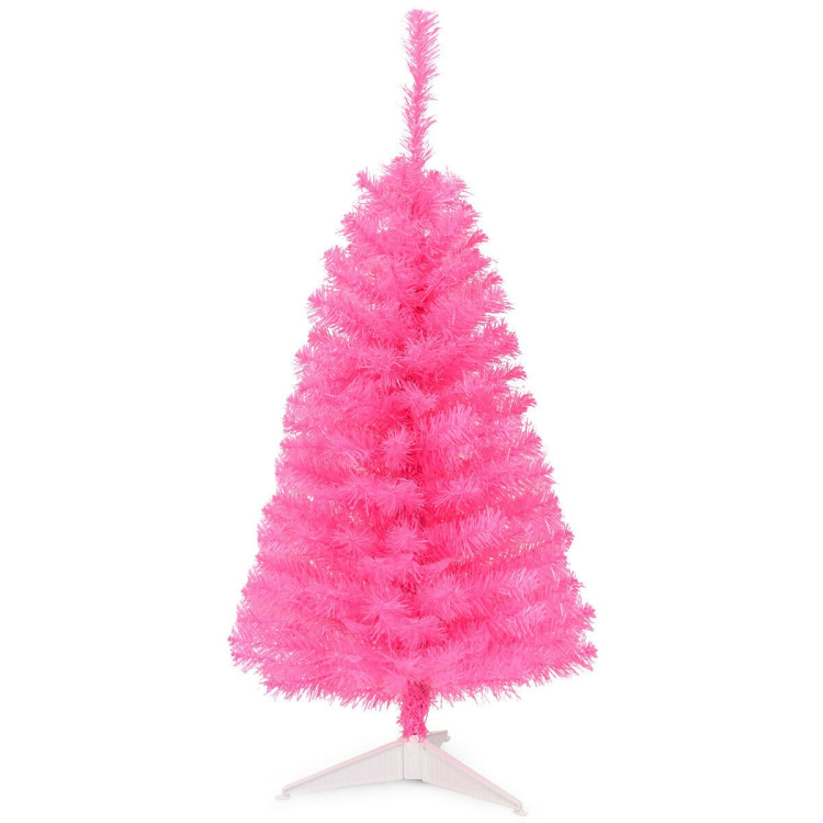 3 ft Premium Artificial Christmas Mini Tree with Stand-PinkCostway Gallery View 3 of 8