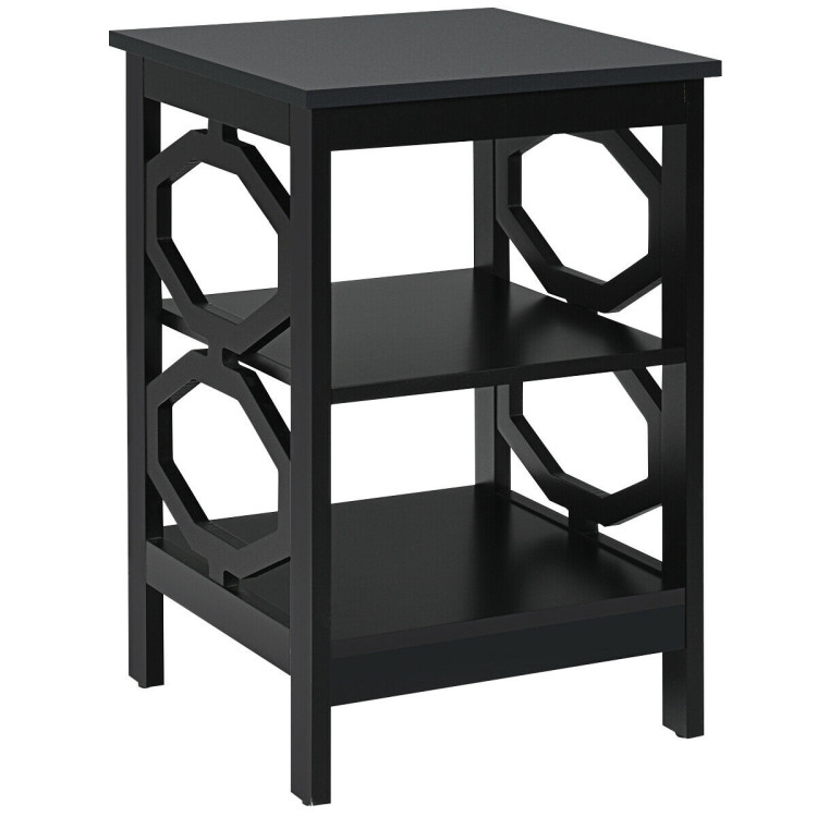 3-tier Nightstand Sofa Side End Accent Table-BlackCostway Gallery View 11 of 12