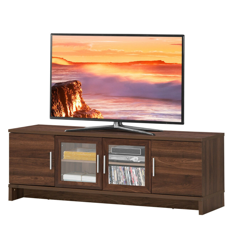 Media Entertainment TV Stand for TVs up to 70 Inches with Adjustable Shelf-WalnutCostway Gallery View 8 of 13
