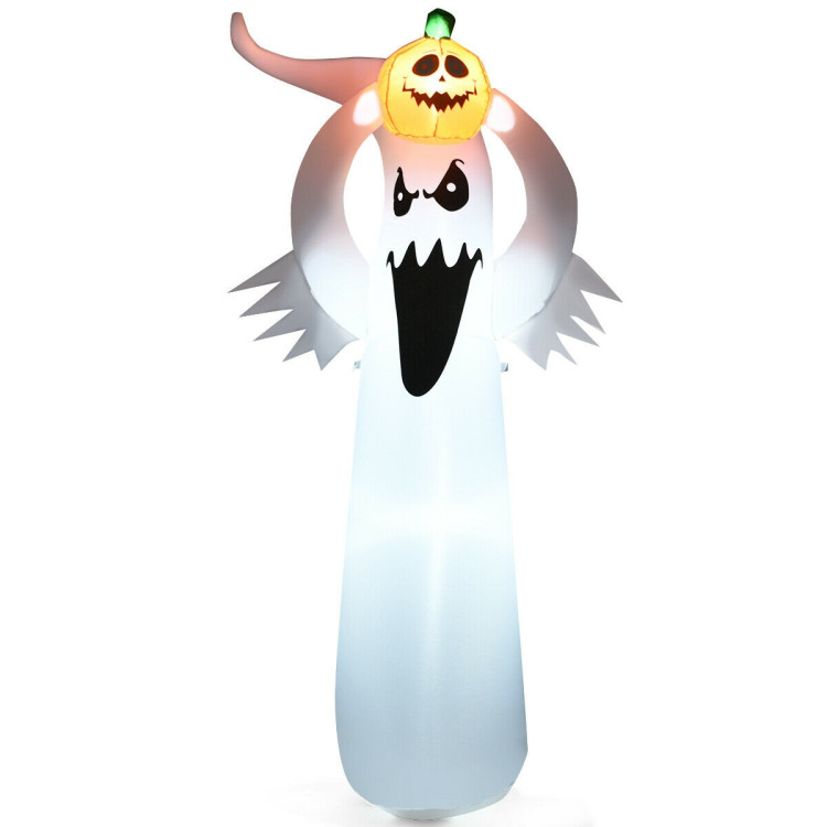 6 Feet Halloween Inflatable Blow Up Ghost with Pumpkin and LED Lights Costway Gallery View 1 of 12