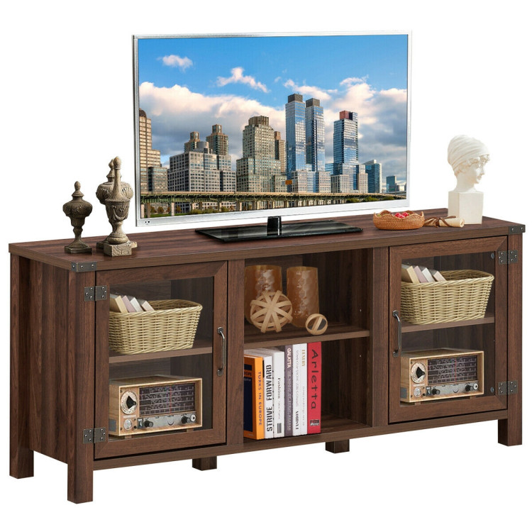 TV Stand Entertainment Center for TVs up to 65 Inch with Storage Cabinets-WalnutCostway Gallery View 8 of 12