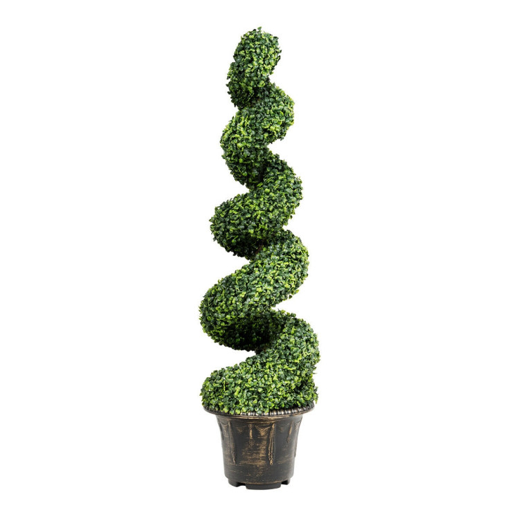 4 Feet Artificial Boxwood Spiral Green Leaves TreeCostway Gallery View 1 of 9