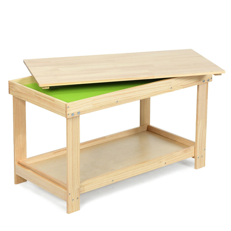Solid Multifunctional Wood Kids Activity Play Table-NaturalCostway Gallery View 1 of 12