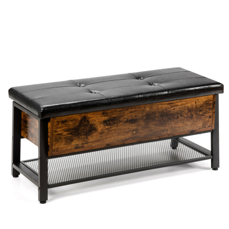 Industrial Storage Shoe Bench with Two Divided SpaceCostway Gallery View 1 of 10