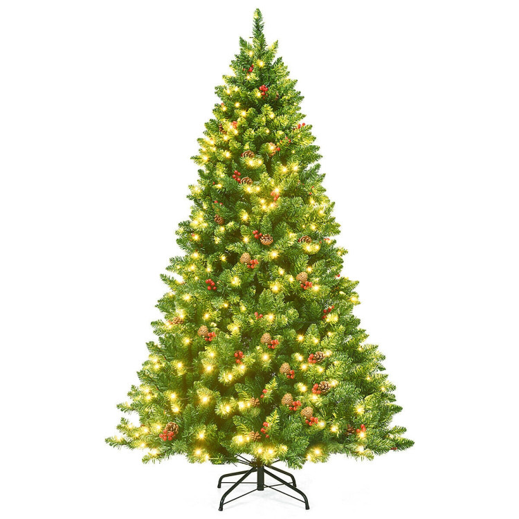 6.5 Feet Pre-lit Hinged Christmas Tree with LED LightsCostway Gallery View 3 of 12