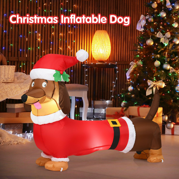 5 Feet Inflatable Christmas Dog with LED LightsCostway Gallery View 2 of 11