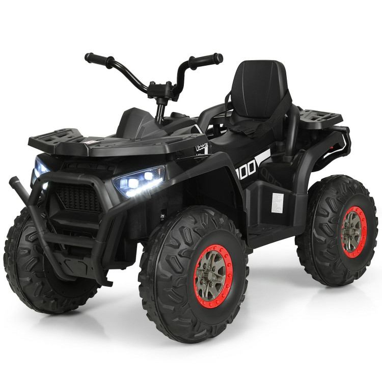 12 V Kids Electric 4-Wheeler ATV Quad with MP3 and LED Lights-BlackCostway Gallery View 4 of 12