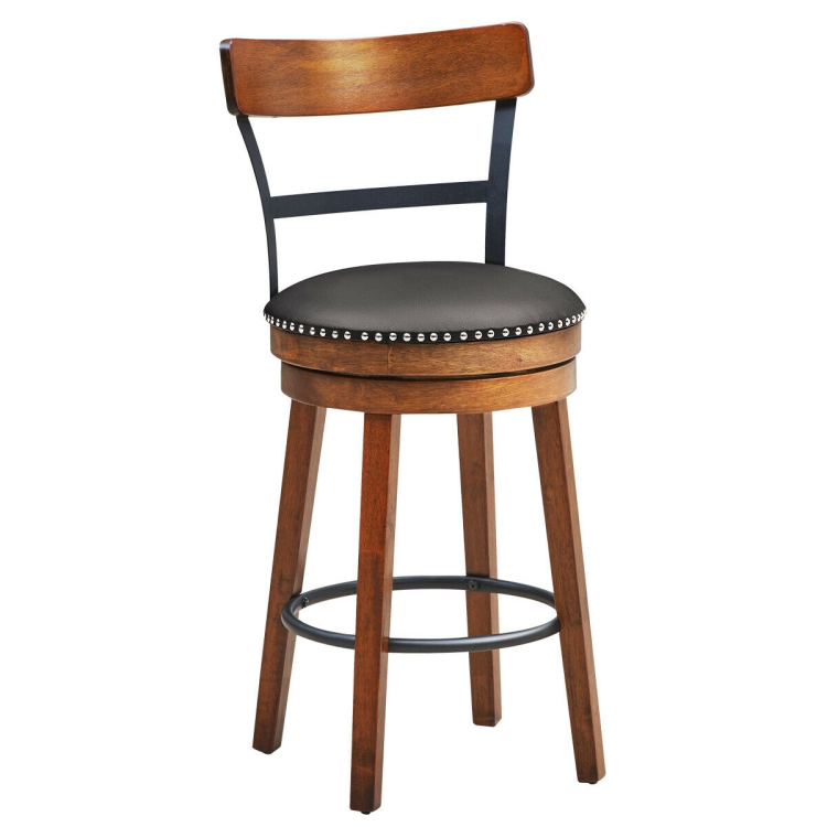 25.5 Inch 360-Degree Bar Swivel Stools with Leather PaddedCostway Gallery View 1 of 10