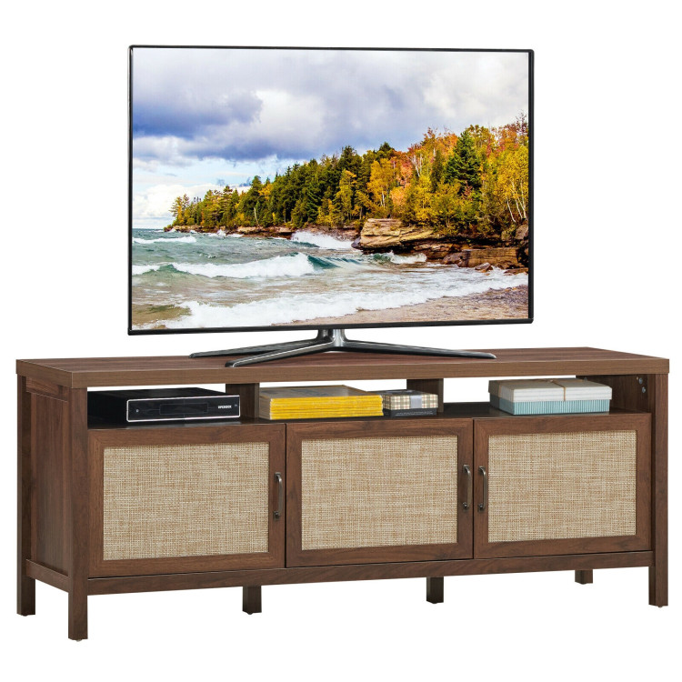 Universal TV Stand Entertainment Media Center for TV's up to 65 Inch-WalnutCostway Gallery View 4 of 12