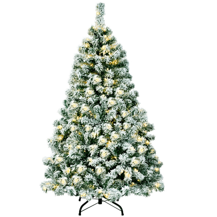 4.5 Feet Pre-Lit Premium Snow Flocked Hinged Artificial Christmas TreeCostway Gallery View 3 of 11