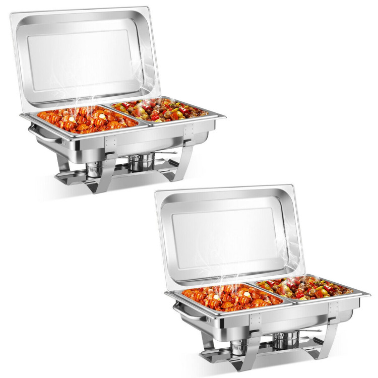 2 Packs Stainless Steel Full-Size Chafing DishCostway Gallery View 3 of 11