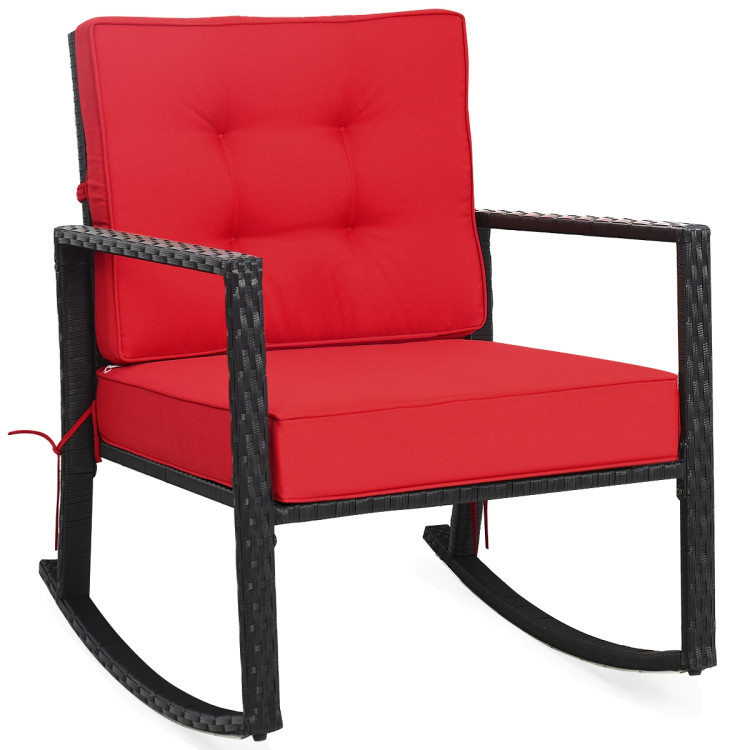 Patio Rattan Rocker Outdoor Glider Rocking Chair Cushion Lawn - Gallery View 1 of 12