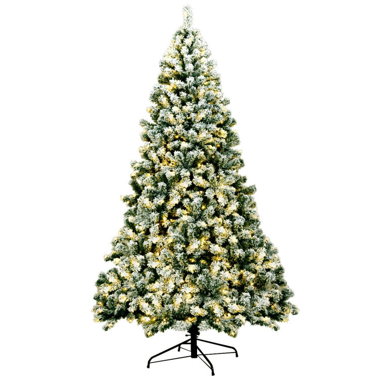 7.5 Feet Pre-Lit Premium Snow Flocked Hinged Artificial Christmas Tree with 550 LightsCostway Gallery View 5 of 11