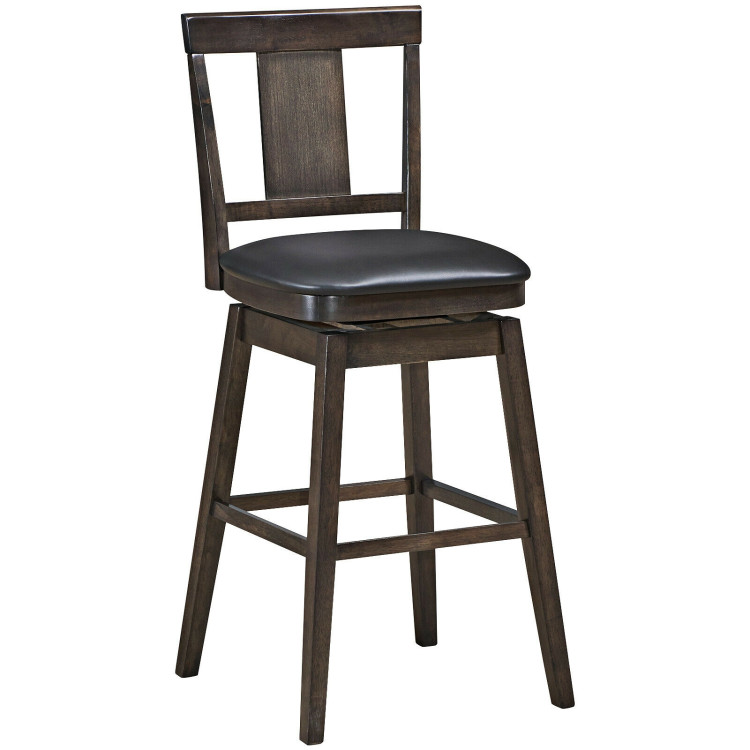 29 inch Swivel Upholstered Counter Height Bar Stool with Rubber Wood LegsCostway Gallery View 1 of 9