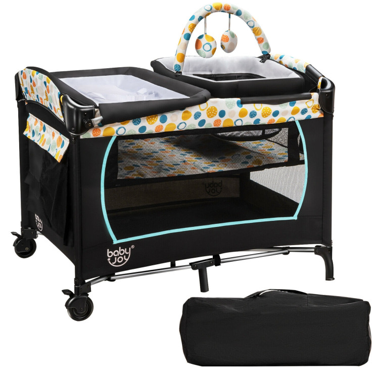 4-in-1 Convertible Portable Baby Playard with Changing Station-BlueCostway Gallery View 1 of 11