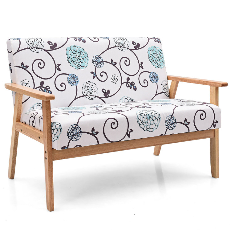 Modern Fabric Loveseat Sofa Couch Upholstered 2-Seat Armchair-BlueCostway Gallery View 3 of 12