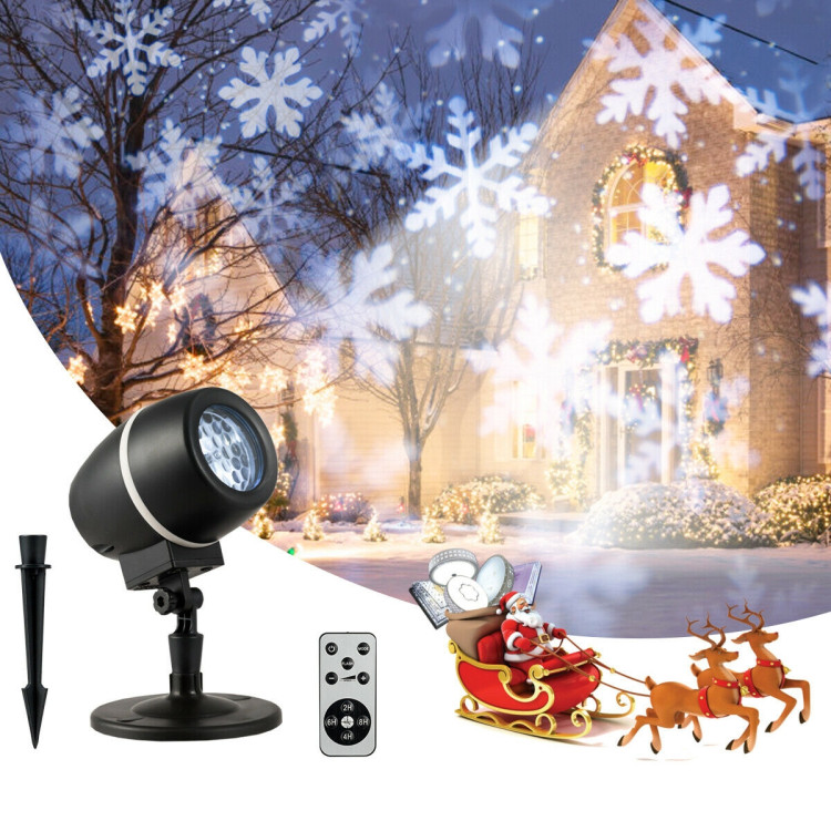 Outdoor Waterproof Christmas Snowflake LED Projector Lights with Remote ControlCostway Gallery View 1 of 12