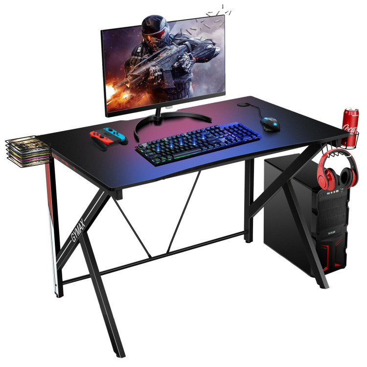 45-Inch K-Shaped Computer Gaming Desk with Cup Headphone Holder and Game StorageCostway Gallery View 6 of 11