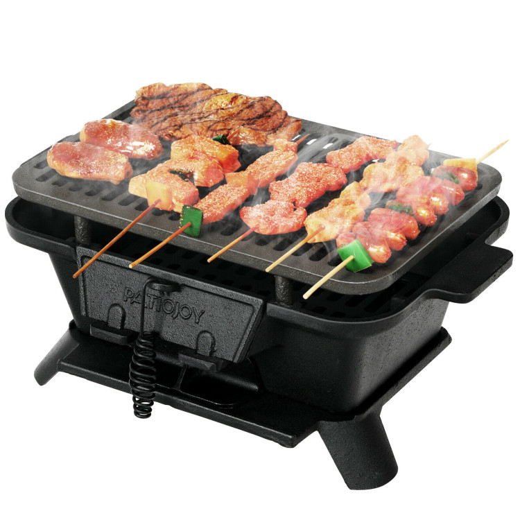 Heavy Duty Cast Iron Tabletop BBQ Grill Stove for Camping PicnicCostway Gallery View 10 of 12