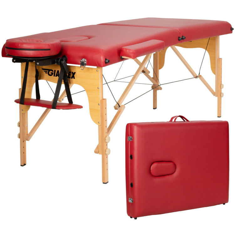 Portable Adjustable Facial Spa Bed  with Carry Case-RedCostway Gallery View 7 of 12