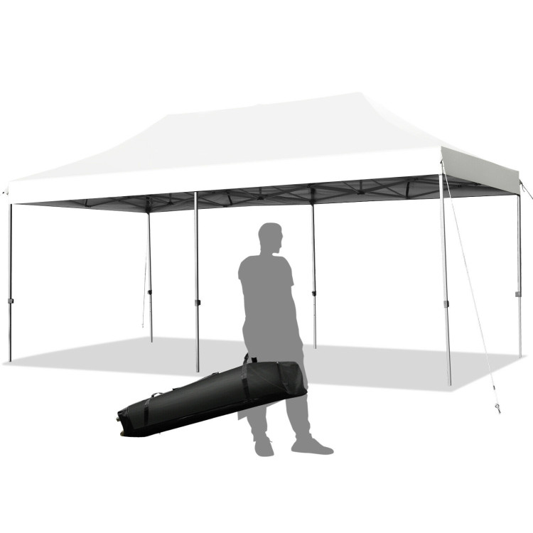 10 x 20 Feet Adjustable Folding Heavy Duty Sun Shelter with Carrying Bag-WhiteCostway Gallery View 12 of 12