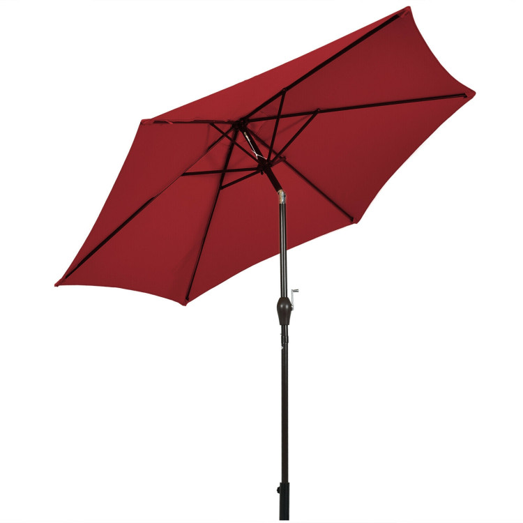 9 ft Outdoor Market Patio Table Umbrella Push Button Tilt Crank Lift-BurgundyCostway Gallery View 7 of 12