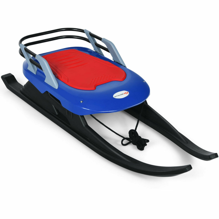 Folding Kids' Metal Snow Sled with Pull Rope Snow Slider and Leather SeatCostway Gallery View 1 of 10