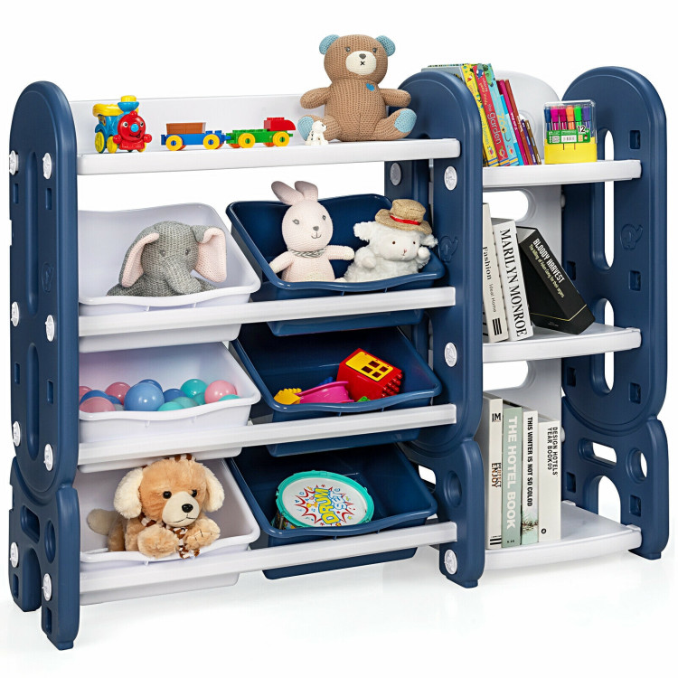 Kids Toy Storage Organizer with Bins and Multi-Layer Shelf for Bedroom Playroom -BlueCostway Gallery View 7 of 12