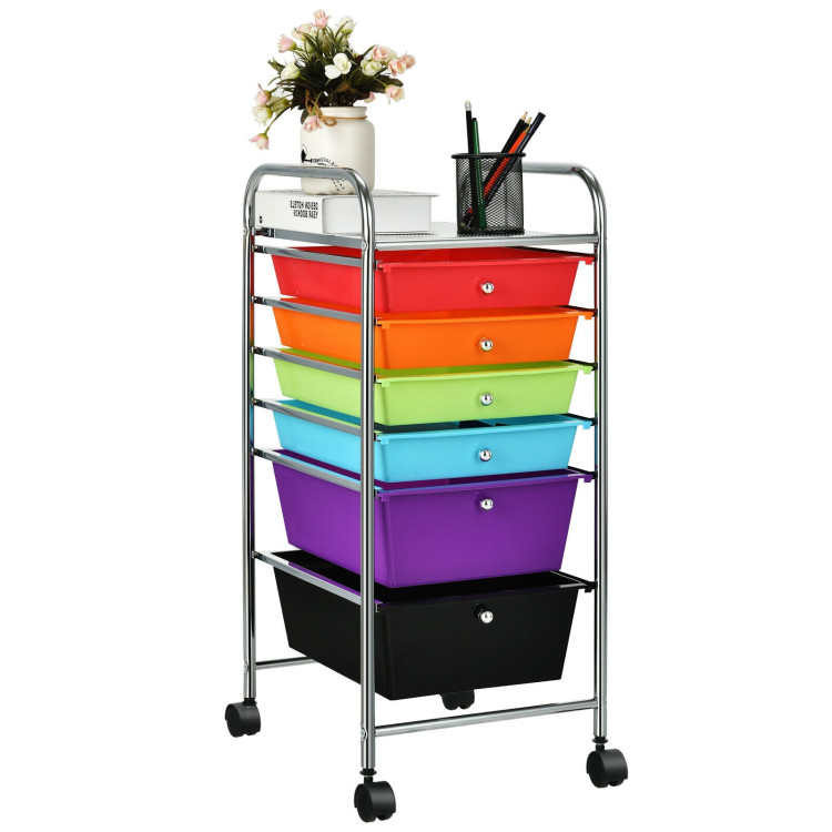 6 Drawers Rolling Storage Cart Organizer-MulticolorCostway Gallery View 8 of 13