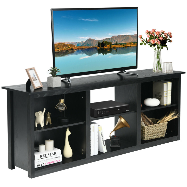 2-Tier Entertainment Media Console TV Stand-BlackCostway Gallery View 3 of 10