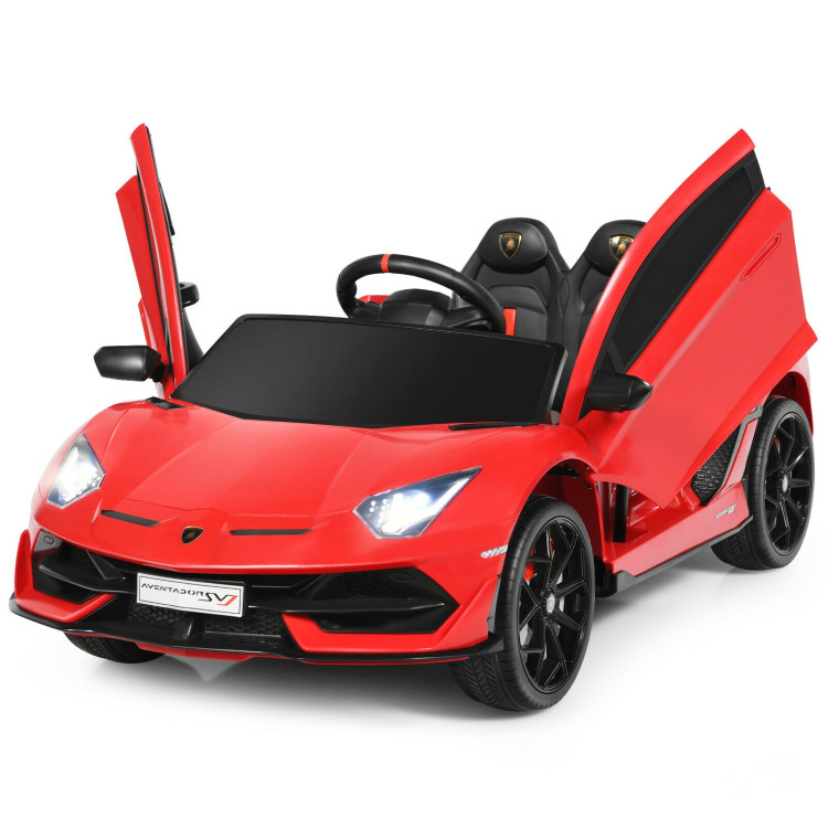 12V Licensed Lamborghini SVJ RC Kids Ride On Car with Trunk and Music-RedCostway Gallery View 3 of 12