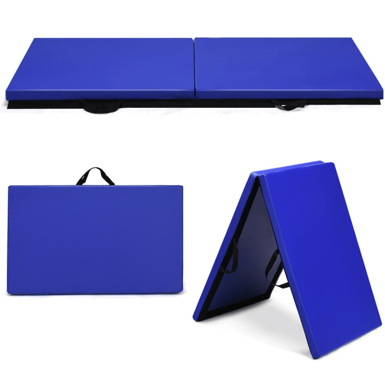 6 x 2 Feet Gymnastic Mat with Carrying Handles for Yoga-BlueCostway Gallery View 1 of 6