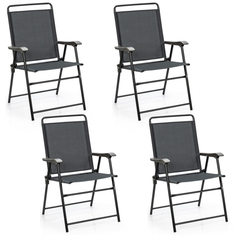 4 Pieces Portable Outdoor Folding Chair with ArmrestCostway Gallery View 1 of 11