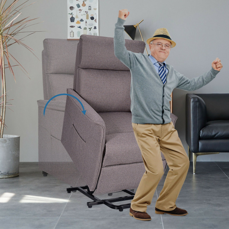 Power Lift Massage Recliner Chair for Elderly with Heavy Padded Cushion-BeigeCostway Gallery View 2 of 12