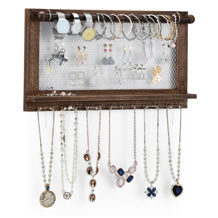 Wall Mounted Jewelry Rack with Removable Bracelet RodCostway Gallery View 9 of 12
