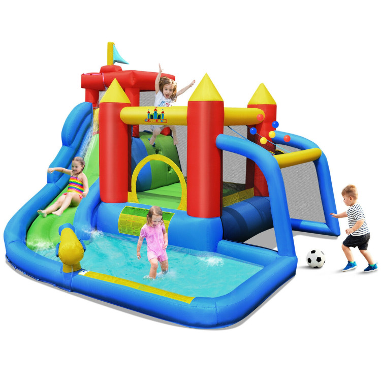 Inflatable Bouncer Bounce House with Water Slide Splash Pool without BlowerCostway Gallery View 4 of 12